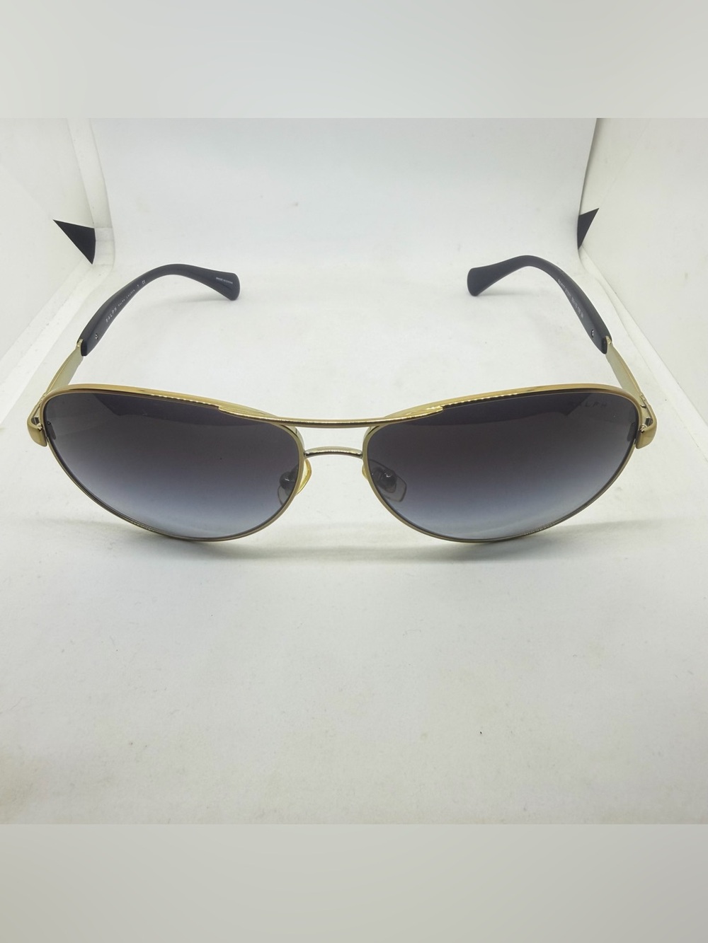 Gold Frame Women's Aviator Sunglasses - Black Gradient Lenses